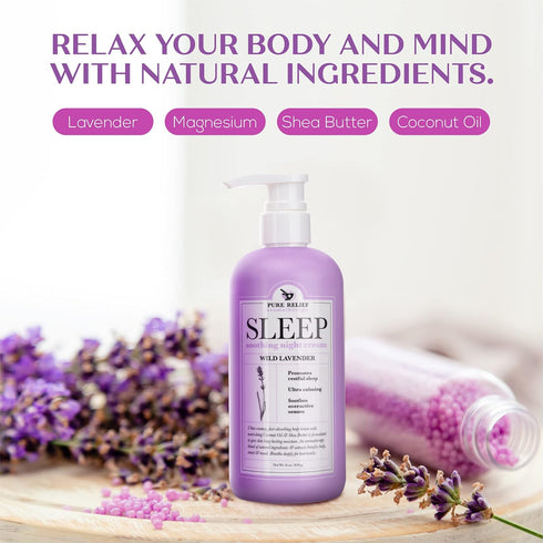 Lavender Sleep Body Lotion with Shea Butter + Coconut Oil, 16 Oz Moisturizer for Better Rest with Herbal Extracts