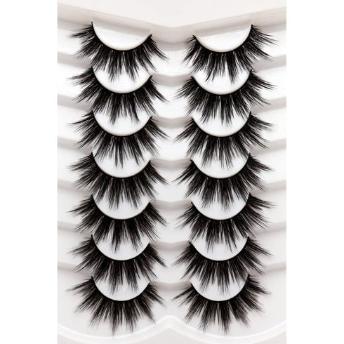 Veleasha False Eyelashes - 7 Pairs Wispy Faux Mink Lashes, Fluffy Handmade Fake Eyelashes for Natural Look