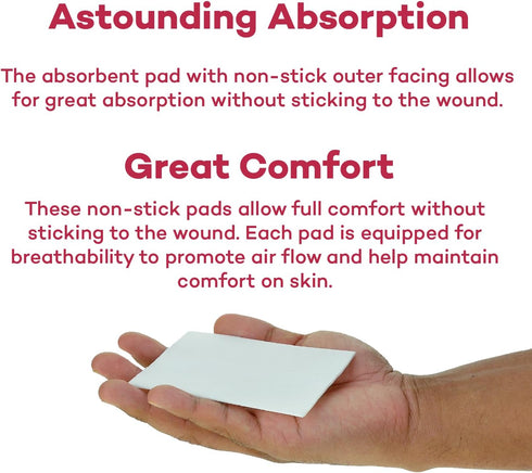 Dealmed Sterile Non-Adherent Gauze Pads 2" x 3", Non-Adhesive Wound Dressing, Box of 100, Highly Absorbent