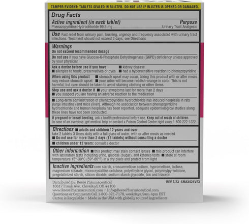 Maximum Strength Urinary Pain Relief 24ct