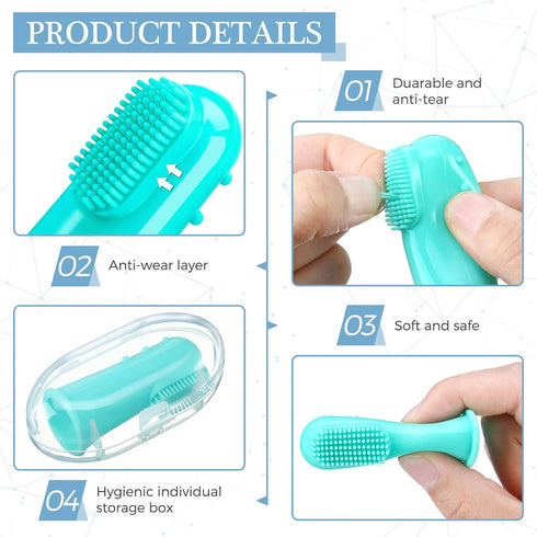 Zopeal 16 Sets Baby Finger Toothbrush, Soft Silicone Toothbrush for Toddler Oral Cleaning and Massaging