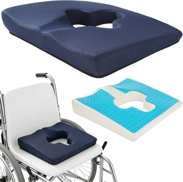 Gel Wheelchair Seat Cushion with Memory Foam, Cooling Support Cushion for Long