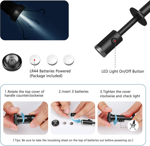 28.34in Grabber Tool, Magnetic Four-Claw Picker with LED Light for Home Sink/Drain, Flexible Reaching Tool