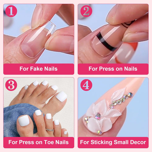 Makartt Super Strong Nail Glue for Acrylic Nails, 7ML 3 Pcs Brush on Glue for Press On Nails