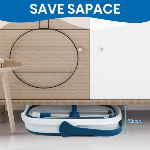Set Collapsible Mop and Bucket with Scrub Mop and Brush, Tile Laminate Hardwood Floor Brush and Flat Mops for Floor