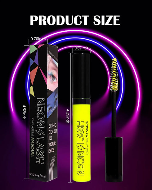 UV Glow Colored Mascara, 1 Pcs Green, Waterproof, Fast Dry Curling Non Clumping Mascara for St Patrick's Day