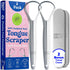 Stainless Steel Tongue Scraper for Adults & Kids, 2 Pack with Travel Case for Oral Care