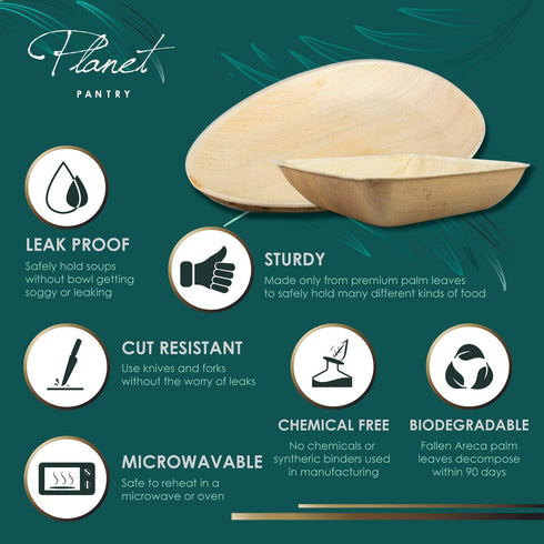 25 Disposable Palm Leaf Cutlery, Eco-Friendly Wooden Soup Spoons for Food, Party, Buffet (5 Inch)