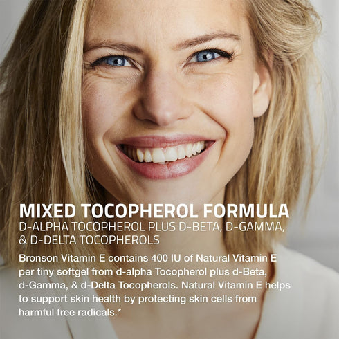 Bronson Natural Vitamin E Complex, 400 I.U. Supplement - d-Alpha Tocopherol Plus d-Beta, d-Gamma, & d-Delta