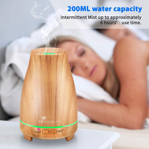 Diffuserlove Essential Oil Diffuser, 200ML Aroma Mist Humidifiers with 7 Color LED Lights, Auto Shut-Off