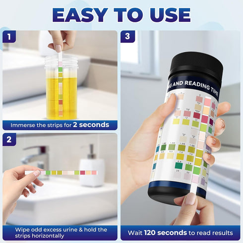NewPos 10-in-1 125 (125) Urine Test Strips for Urinalysis: CT Urinalysis Test Strips Full Panel for UTI Nitrite