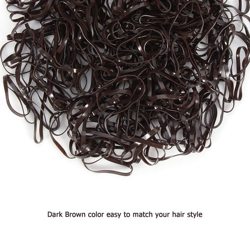 Hoyols Premium Plastic Small Hair Elastics in Brown, Strong Flexible Rubber Bands for Women Kids Baby, 1000 Count TPR