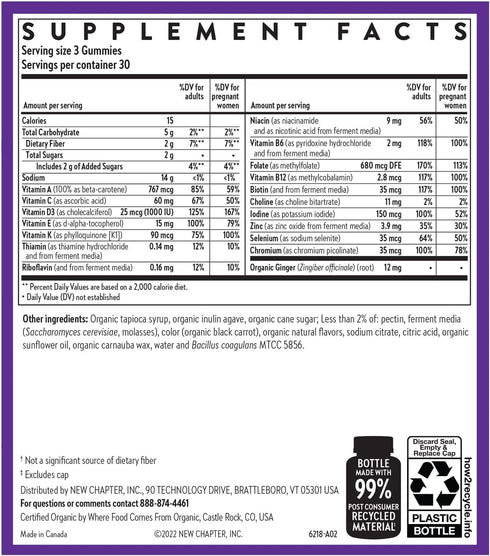 Gummies 67% Gummies D3, 90ct New Chapter Prenatal Multivitamin Less Sugar, Prenatal for Mom & Healthy Baby