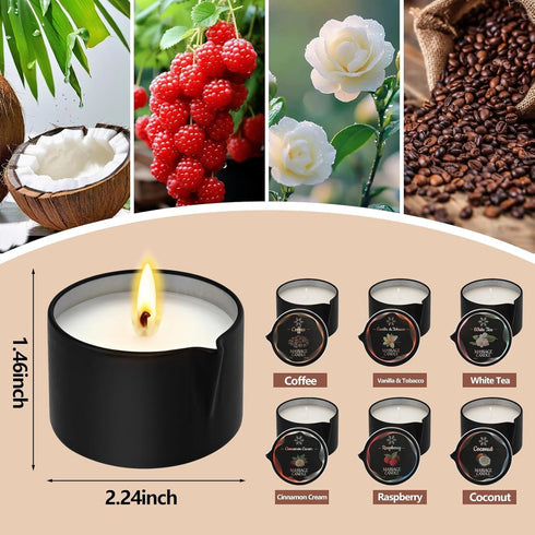 Sariiraw 6 Pack Set, Massage Oil Candles Low Temp Soy Based Massage Candles for Massage Therapy, Relaxation & Skin