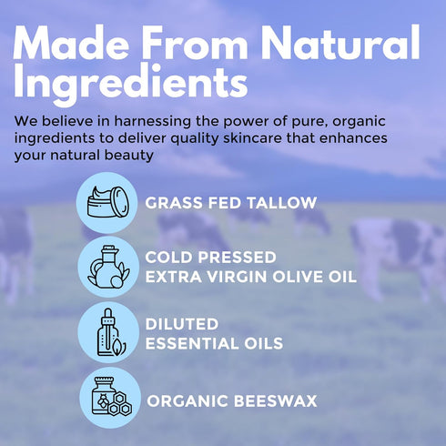 Fragrance-Free Tallow Skincare, Moisturizer & Skin Care, Multi-Purpose Tallow Balm for Dry Skin, Unscented Tallow Balm