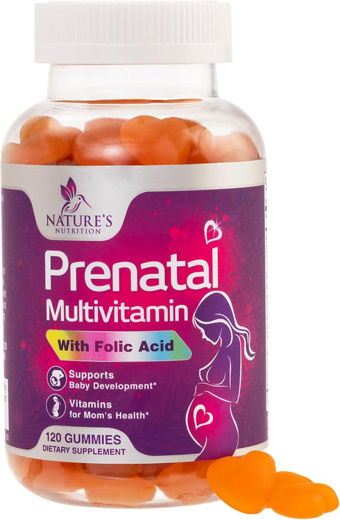 Prenatal Gummy Vitamins for Women - 120 Gummies, Prenatal Multivitamin with Folic Acid, Vitamin A, C, D3, B12 & B6
