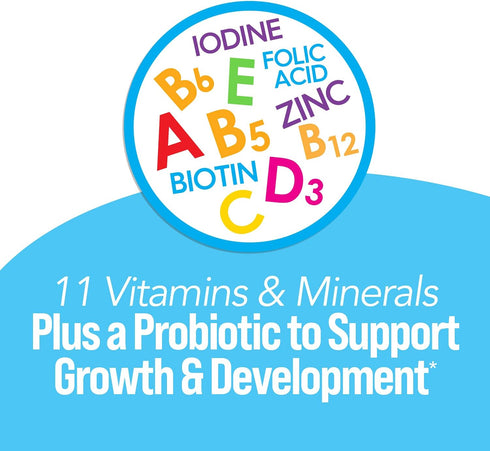 Culturelle Kids Probiotic + Complete Multivitamin Chewable for Kids 3+, 30 Count, Digestive, Oral & Immune Health