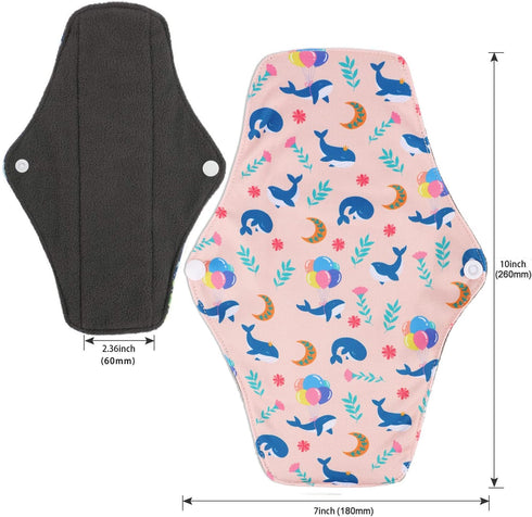 PHOGARY Set (7 1, Reusable Menstrual Pads for Heavy Flow with Wet Bag, Sanitary Pads with Wings for Women, Washable