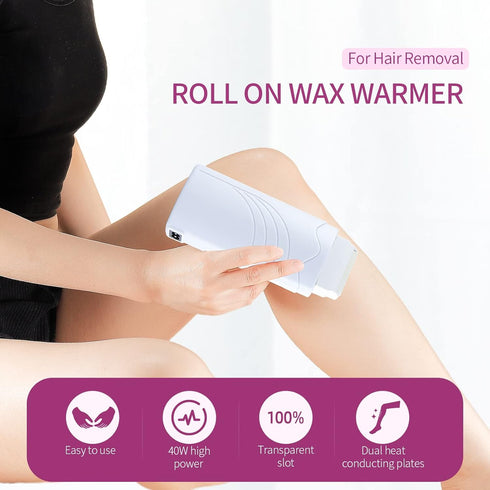 Roll On Wax Warmer for Hair Removal, Wax Roller Heater for Depilatory Wax Cartridge, Home Waxing Kit
