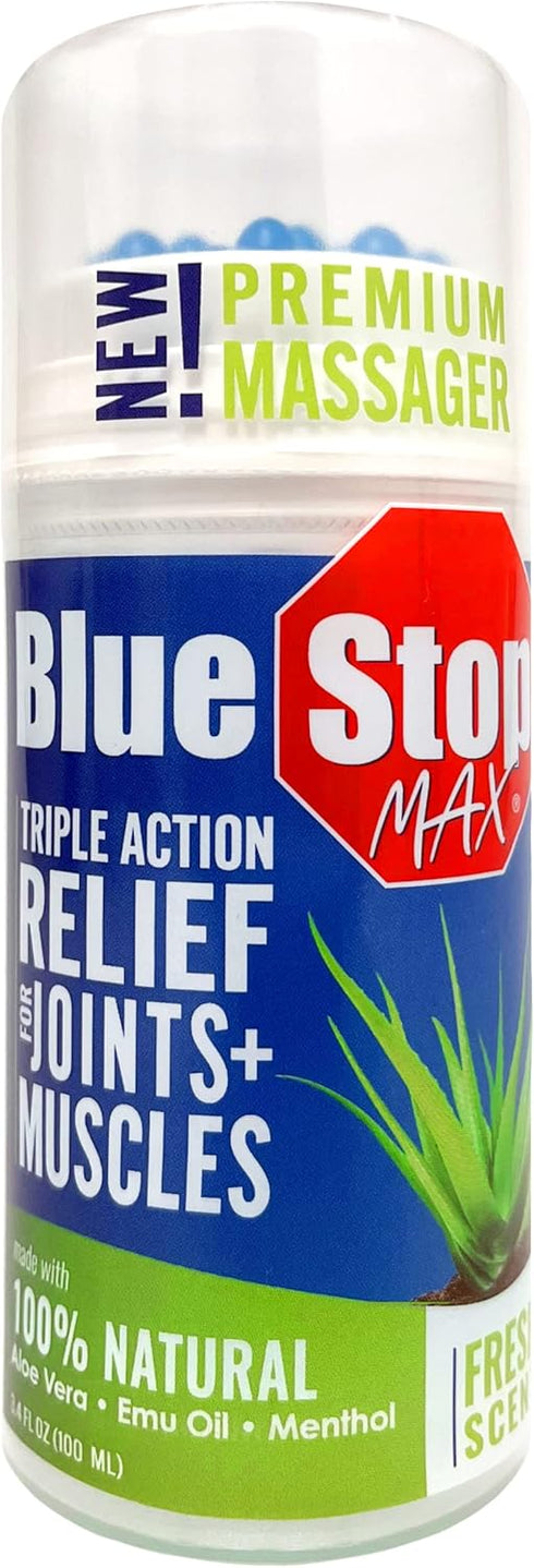 Blue Stop Max Applicator, Fast-Acting Massage Applicator for Sports Cream, Elbow Relief, Muscle & Joint Soreness - 1