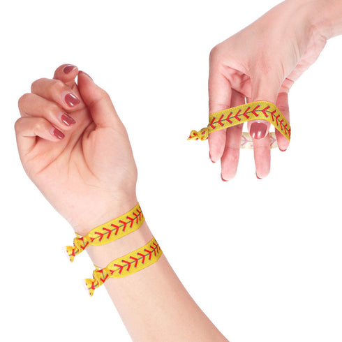 Norme Softball Hair Ties, 12 Pieces No Crease Elastics Set for Girls, Yellow Softball Style