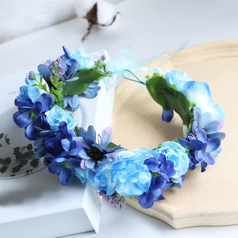 Vivivalue Women Floral Crown Rose Flower Headband, Hair Wreath Floral Headpiece Halo for Wedding Party