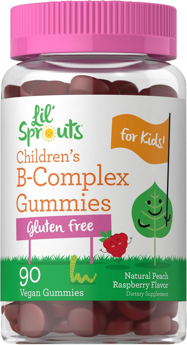 Carlyle Kids B Complex Gummies | 90 Count | Peach Raspberry Flavor | Non-GMO, Gluten Free & Vegan