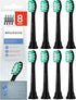 Brushmo Replacement Toothbrush Heads - Compatible with Philips Sonicare Electric Toothbrush, Black, 8 Pack