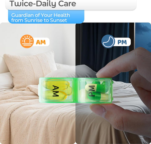 Monthly Pill Organizer 2 Times a Day, 30 Day Pill Case with Small Compartments for Vitamins and Travel Medicine