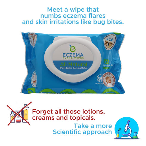 Inflammation 72ct Eczema Flare Wipes - All-Natural Fast Acting Eczema Relief, Anti-Itch, Reduces & Protects Skin