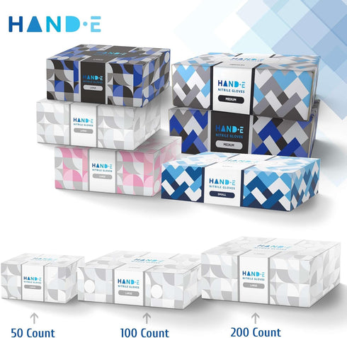 Hand-E Touch White Nitrile Disposable Gloves | Latex Free | Food Prep, Salon, Kitchen Gloves