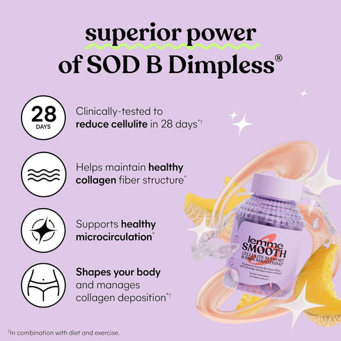 Lemme Smooth Anti Cellulite Capsules for Women, Reduce Cellulite & Crepey Skin - 30 ct (1 Month Supply)