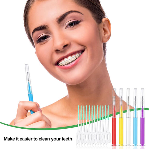 Zopeal 250 Pcs Interdental Brush for Braces, Disposable Dental Picks, Soft Cleaning Tool, Stylish Color