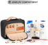 Travel Hanging Toiletry Bag for Women - Medium Waterproof Makeup Accessories Dopp Kit Set with Jewelry Organizer (Black)