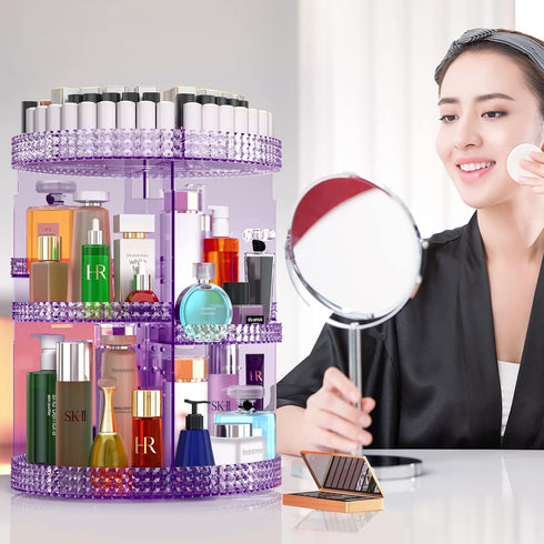 Makeup Organizer 360 Degree Rotating Cosmetic Storage Organizer, Large 7 Layers Acrylic Make Up Organizer for Vanity,