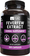 Pure Original Ingredients Feverfew Extract - 365 Capsules, No Magnesium or Rice Fillers, Always Pure