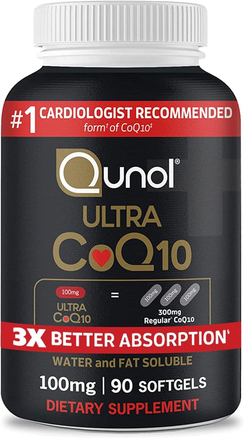Qunol Ultra CoQ10 100mg Softgels - 3x Better Absorption, Antioxidant for Heart Health & Energy Production, 90 Count