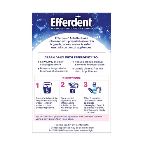 Efferdent Cleaning Tablets, 102 Count Denture Cleanser for Dental Appliances, Complete Clean