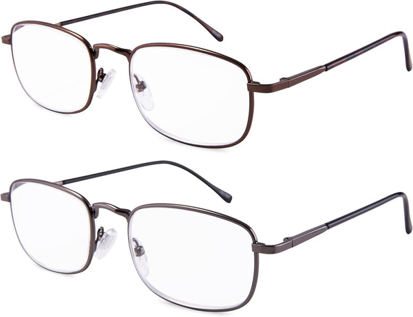 EYEGUARD 2 Pairs Spring Hinge Reading Glasses for Men Women, Readers 2.00