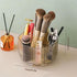 LINFIDITE 360° Rotating Makeup Brush Holder, Clear Cosmetic Display Case with 5 Slots for Vanity Organizer