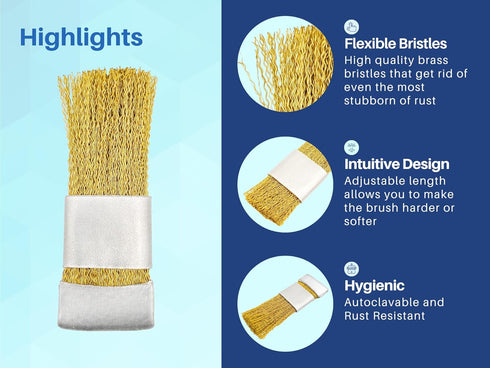 Batch Bur Cleaning Brass Wire Brush - Flat Bur File Holder Cleaning Tool Pack of 3 by Artman Instruments