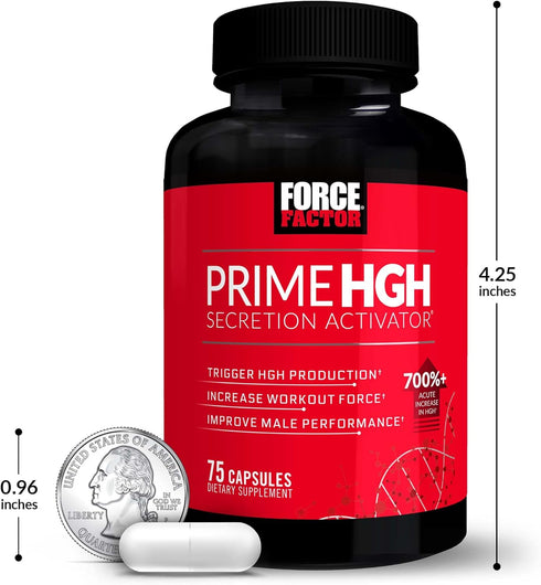 FORCE FACTOR Prime HGH Secretion Activator, 2-Pack HGH Supplement for Men, 150 Capsules to Improve Performance