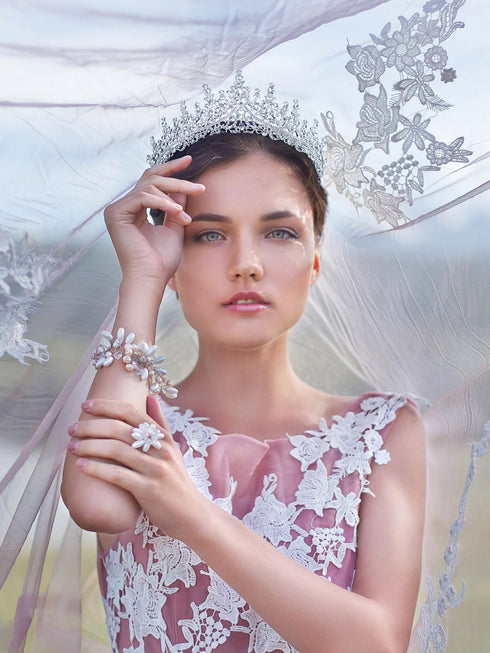 SWEETV Crystal Wedding Tiara for Women, Rhinestone Crown Headband, Royal Princess Hair Accessories for Prom Birthday