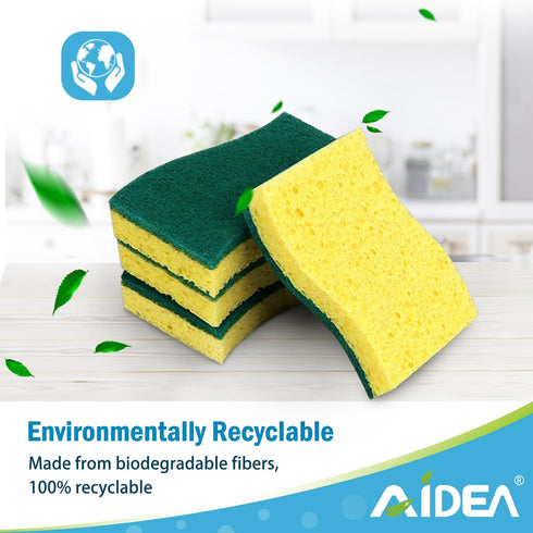 Sponge-24Count, AIDEA Sponges Kitchen, Heavy Duty Scrub Sponges for Dishes, Cellulose Dish Sponge, Scrubbing Power