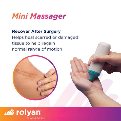 Rolyan Mini Massager with Battery, Handheld Compact Massager with Interchangeable Heads Reduces Scar Visibility, Quiet