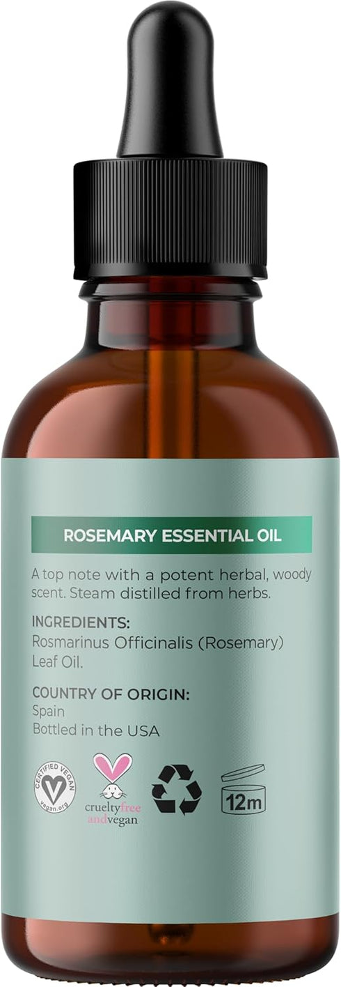 Pure Rosemary Oil for Hair Care - Volumizing Aromatherapy Essential Oil for Diffuser and Hair Skin Care