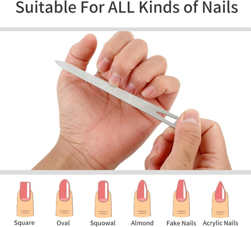 simarro 6 Pcs Metal Nail Files, Stainless Steel Fingernail Toenail Files, Double Sided Manicure Files for Polish Nail, Nail Cleaner Tool