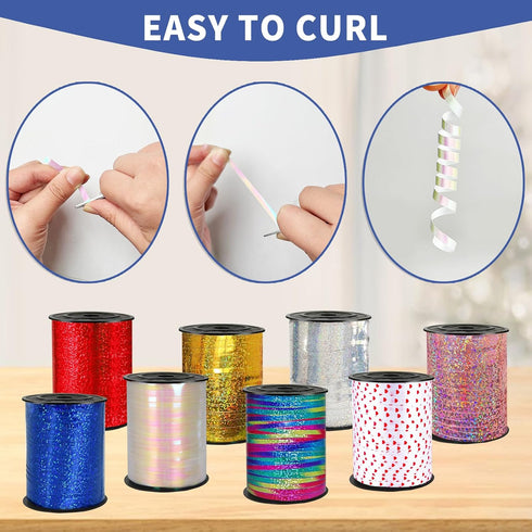 Iridescent White Ribbon 500 Yard, 5mm Curling Ribbon for Wrapping, Balloon String, Party Craft Decoration &