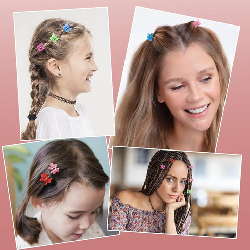 YISSION 200 Pcs Mini Hair Clips, Flower Hair Clip Butterfly Hair Clips, Small Claw Clips for Girls Women