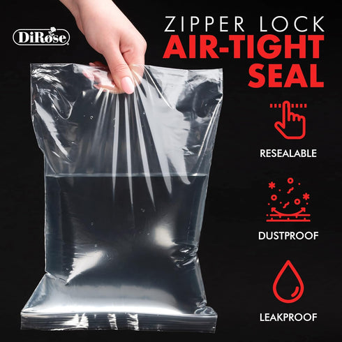 Clear Plastic Zip Bags with Zipper Seal by DiRose, Resealable, Strong, Thick, Sturdy, 5x8, 100 Pack for Organizing,